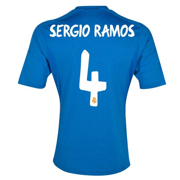 13-14 Real Madrid #4 Sergio Ramos Away Blue Soccer Jersey Shirt